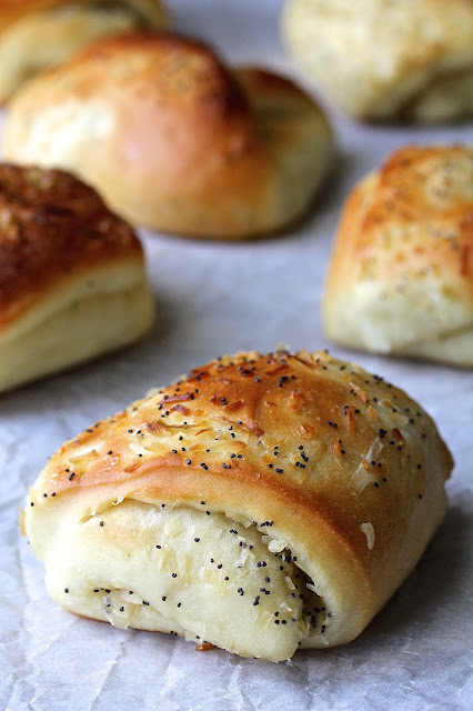 Sourdough onion pocket bread.