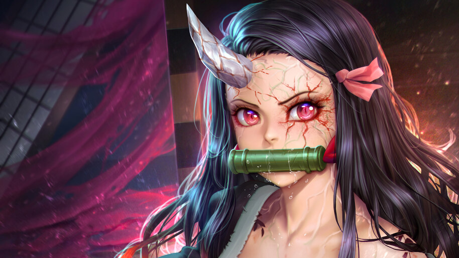 Nezuko Kamado, Demon Form, Kimetsu no Yaiba, 4K, 6.3042 Wallpaper PC Desktop