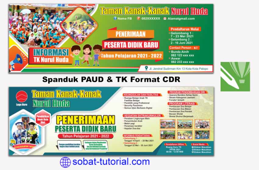 Spanduk Penerimaan Siswa Baru Paud dan TK Format CDR Gratis