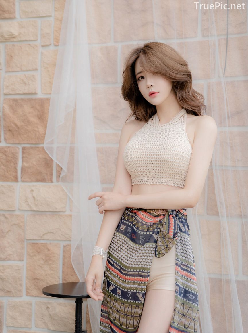 Korean model and fashion - Yoo Gyeong - In front of Brick Wall - Beachwear fashion