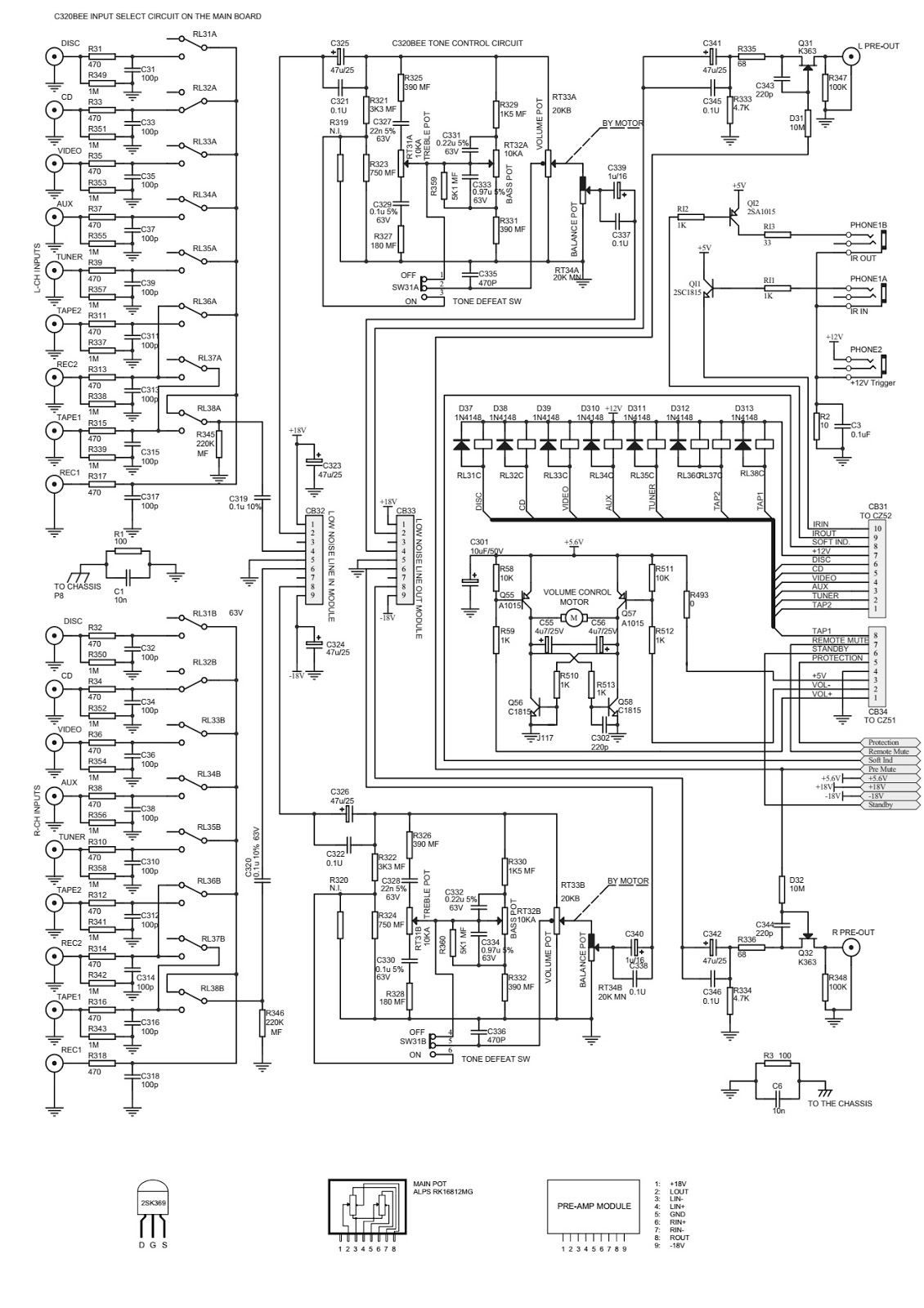 Electro help NAD C320BEE Schematic Current adjustments Stereo