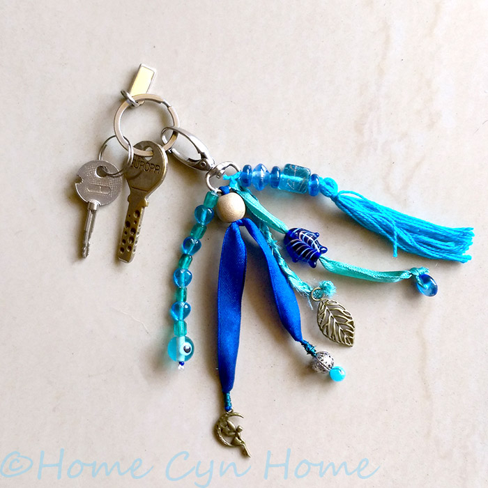 Bead and ribbons key chain charm DIY Home Cyn Home