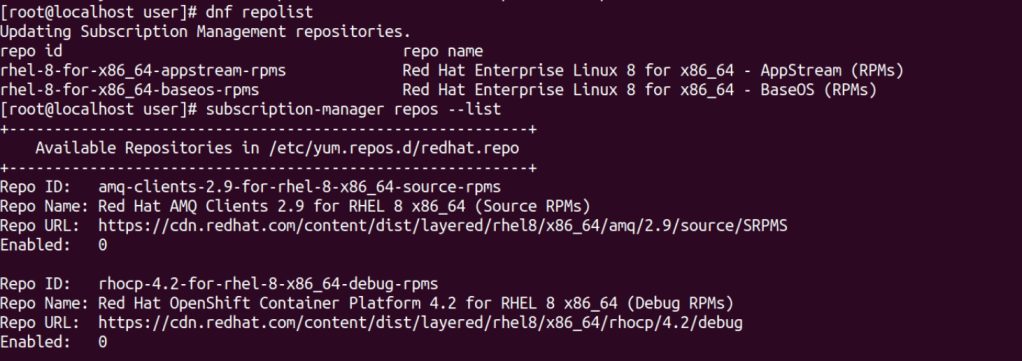 Register and Enable Red Hat Subscription, Repositories