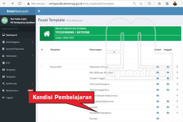 Template Kondisi Pembelajaran Emis