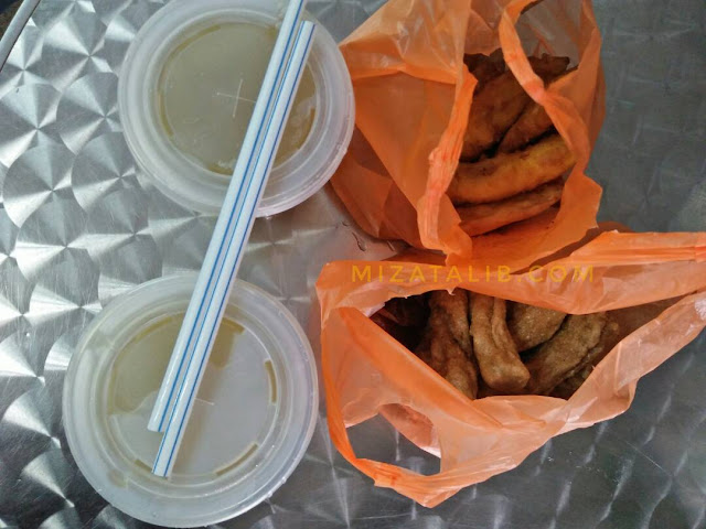 minum petang, menu minum petang, keropok leko, pisang goreng panas, air tebu, cuaca panas