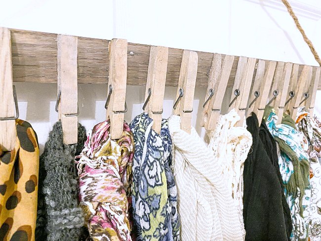 Easy and Inexpensive Hanging Scarf Organizer