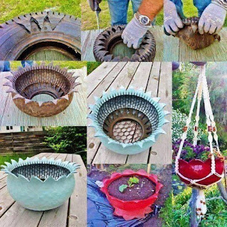 Ideas para el jardín con neumáticos reciclados