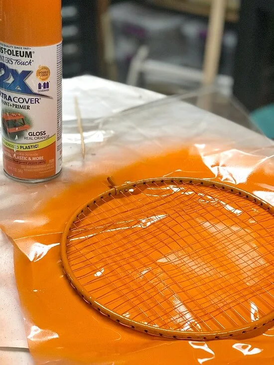 DIY Repurposed Badminton Racket Pumpkin