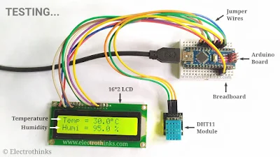 Measure Humidity and Temperature with DHT11 Sensor Testing