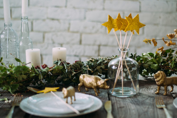 Decoración mesa dorado