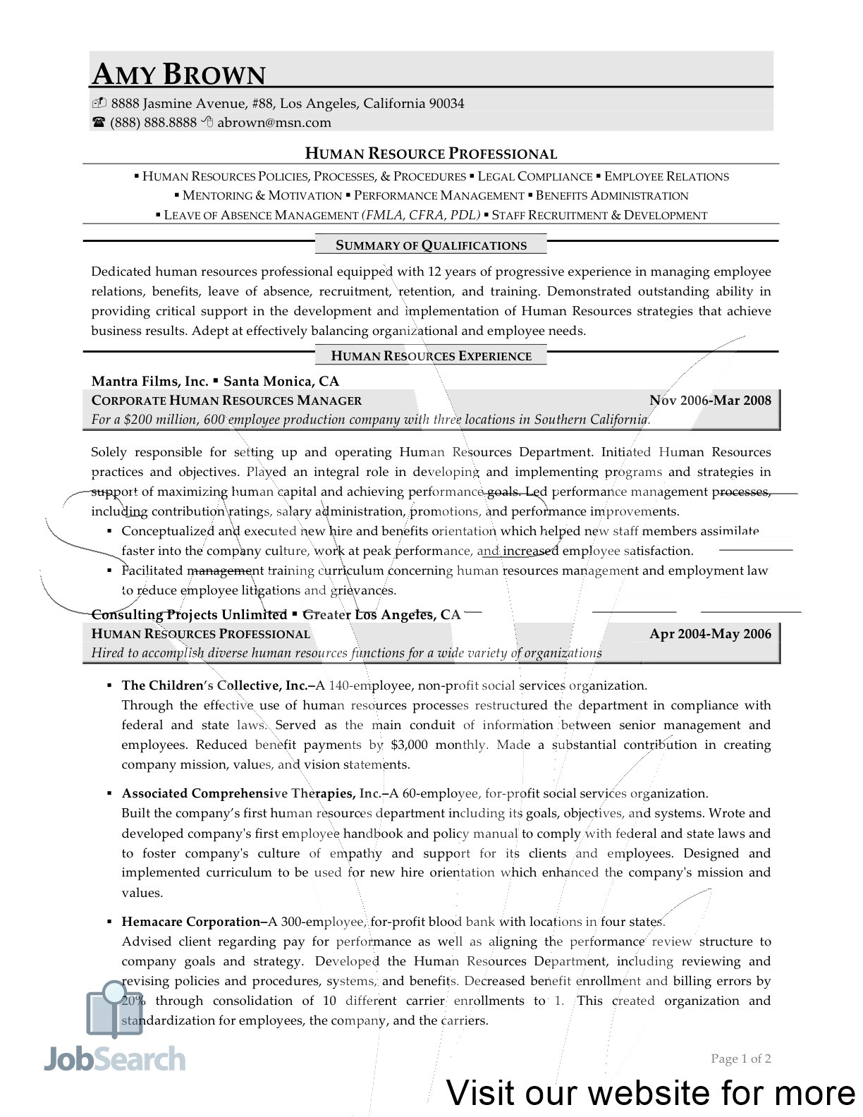 resume for human resources resume for human resources job resume for human resources manager resume for human resources generalist