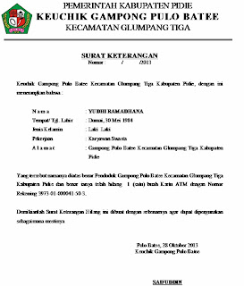 Contoh Surat Emas Contoh Surat