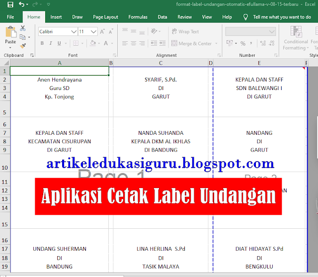 Download Format Label Undangan Koala 103 Dari Excel Edukasi Guru