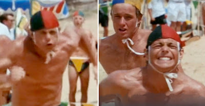 Shots of Christopher Atkins competing in Surf Life Saving Chamipionships in WET AND WILD SUMMER!