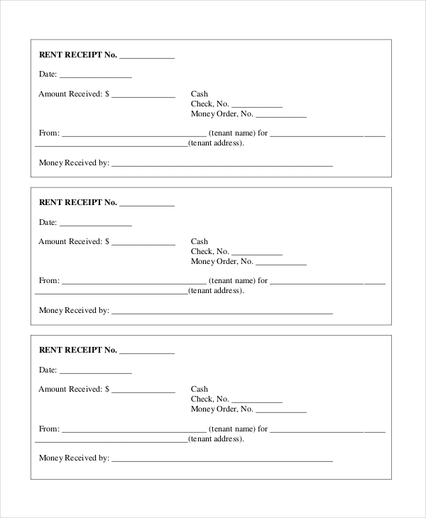 Rent Receipt Pdf Fillable Format Invoice Template