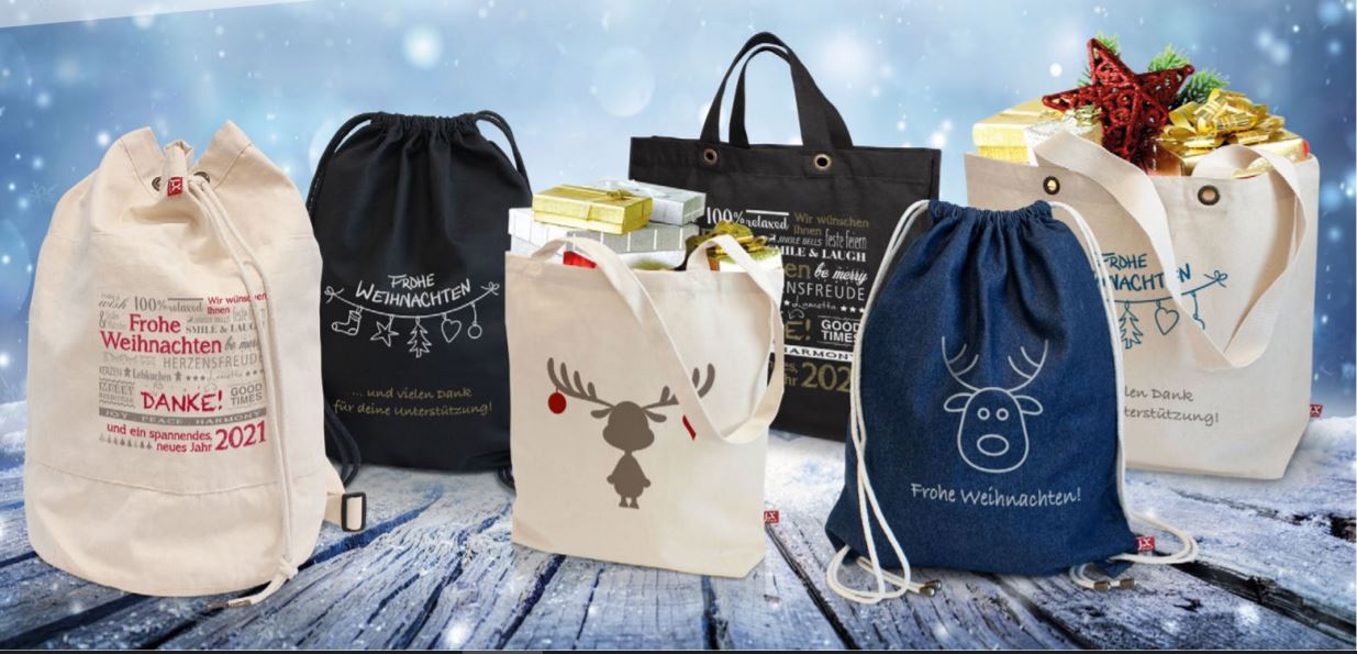 marketingkomm werbemittel Weihnachtsmotive für Werbetaschen