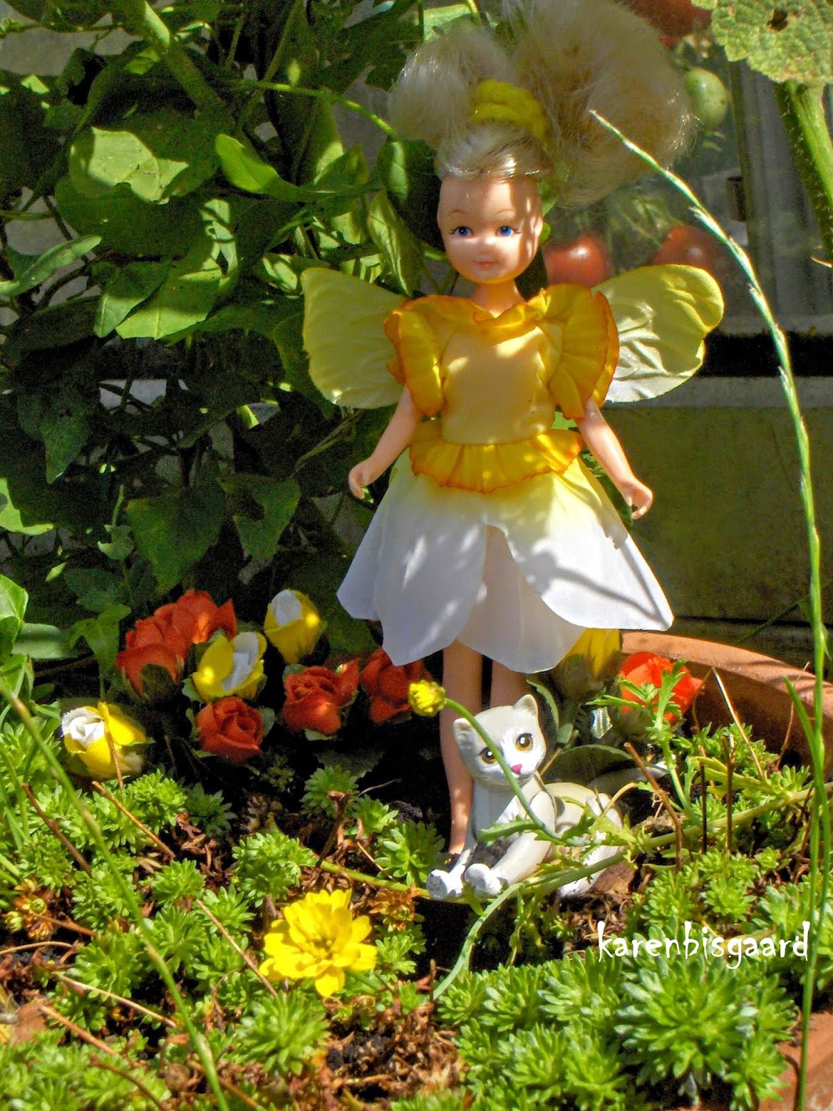 Karen`s Vintage Dolls Photography. Narcissus flower fairy doll from