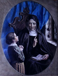 The 19th century artist Pietro Calzavacca depicted Angela Merici as a teacher