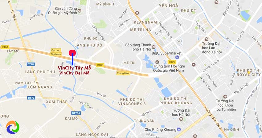 Vị trí chung cư VinCity Tây Mỗ Đại Mỗ