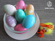 Sophie and I made Basic Easter Eggs, Marbled Eggs, Crayon Design Eggs, . easter eggs
