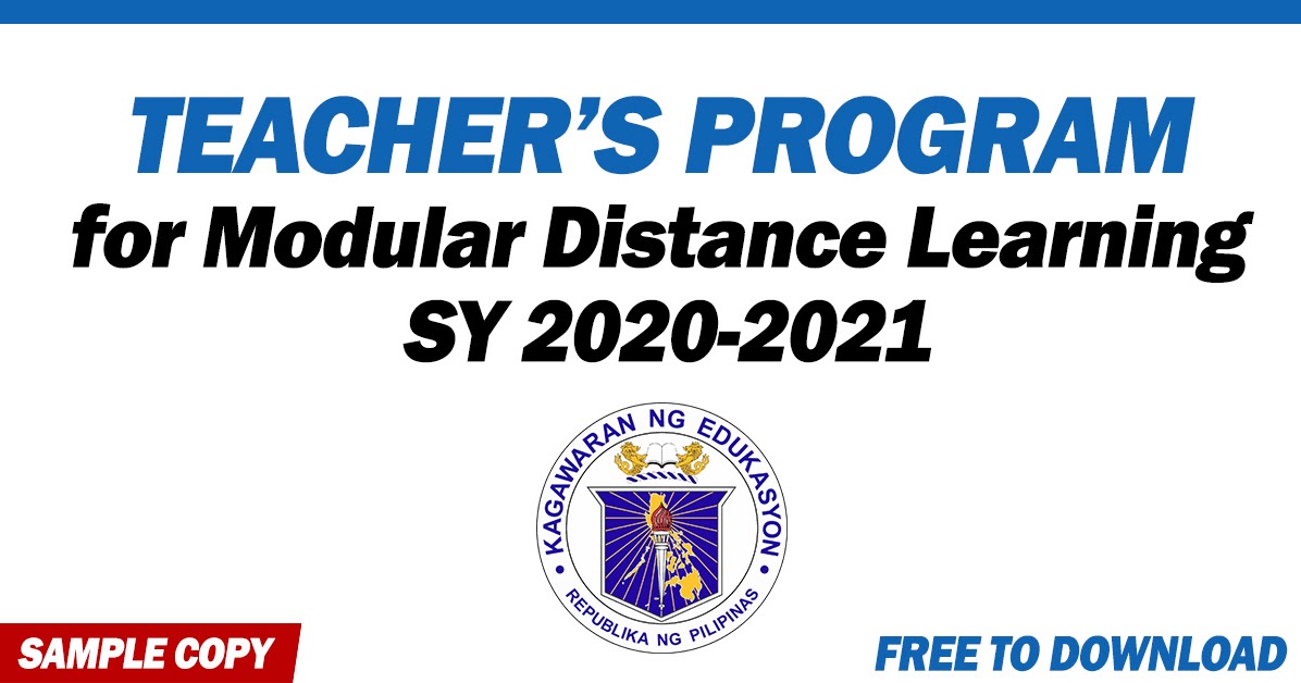 Teacher S Program For Modular Distance Learning Sy 2020 2021 Teachers Click
