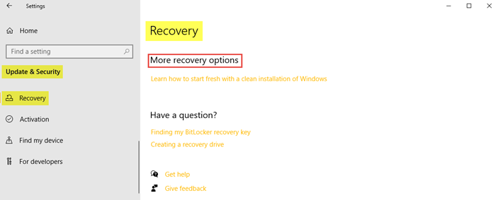 Windows 10의 Windows 업데이트 및 보안 설정