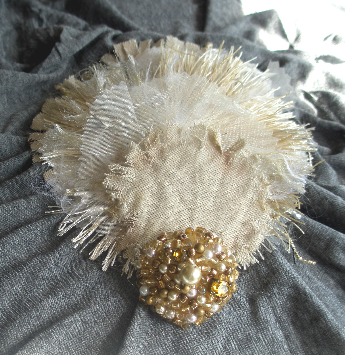 Sew Old Sew New Beaded Fringe Flower TUT