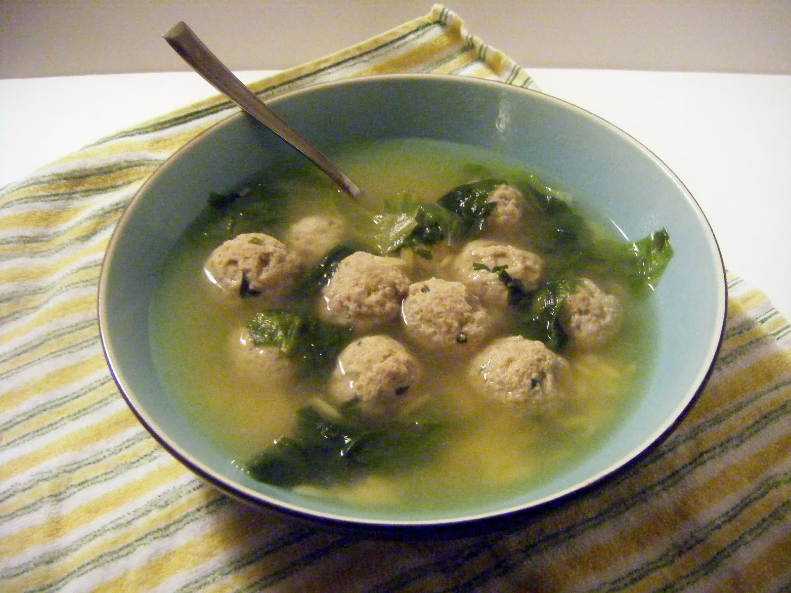 shellmo Delicious Escarole Soup with Turkey Meatballs