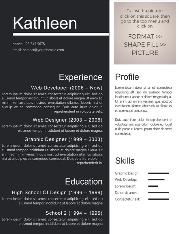 Multinational Co. Friendly Black Sidebar One Page Professional Resume Free Download