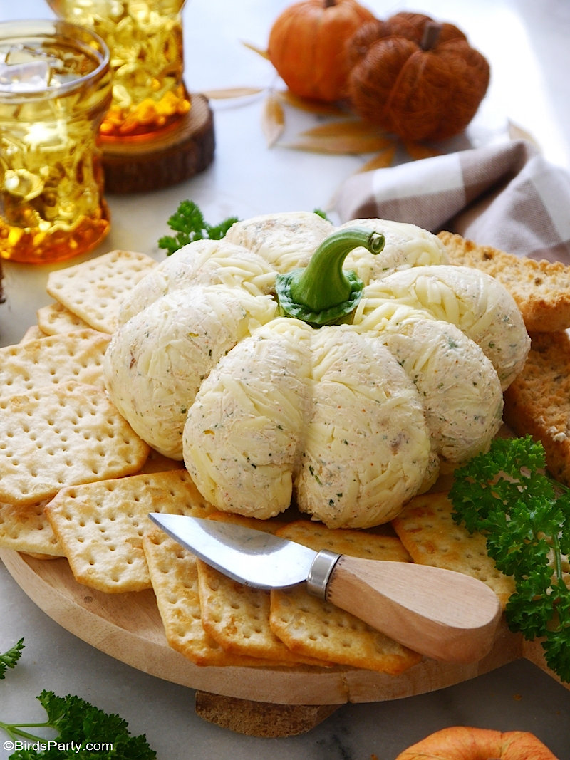 Pumpkin Shaped Cheese Ball Appetizer Party Ideas Party Printables Blog