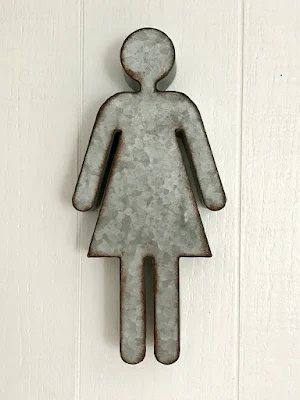 galvanized woman's bathroom sign