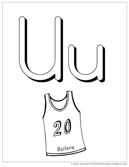 U is for uniform coloring page
