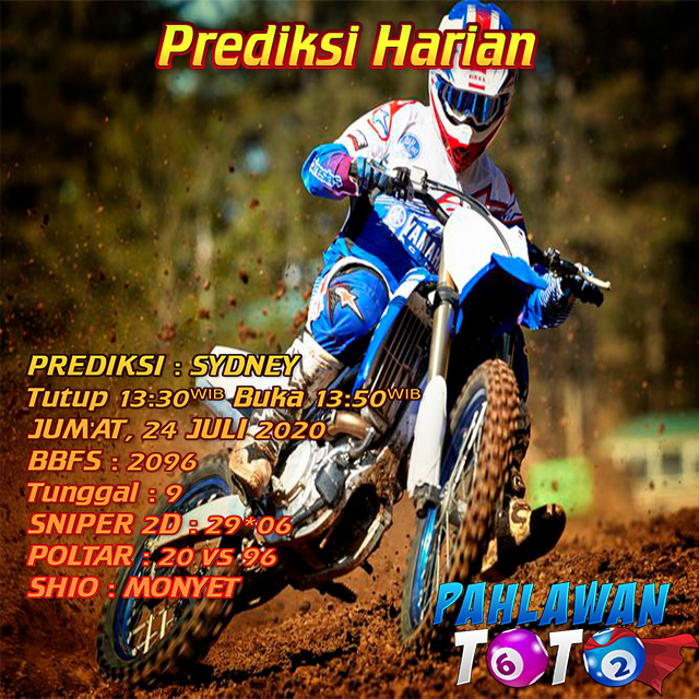 Prediksi Harian Sydney, Jum�at 24 Juli 2020 Paito Warna