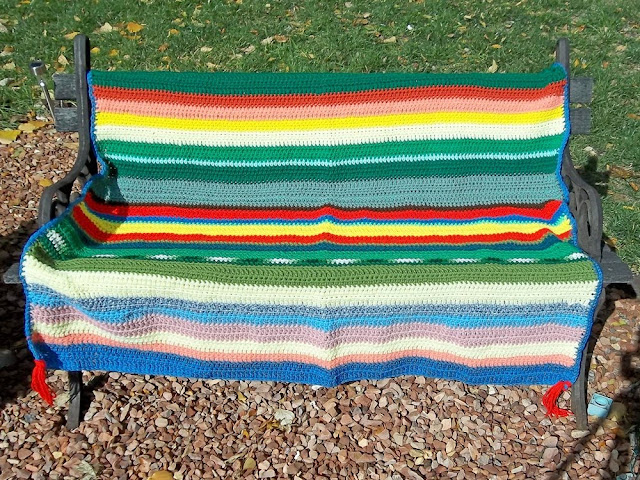 "Recycled Rainbow", crocheted afghan by Annake