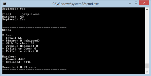 ค้นหาและแทนที่ข้อความโดยใช้ Command prompt