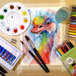 watercolor kit painting ostrich rainbow watercolors pencils tube