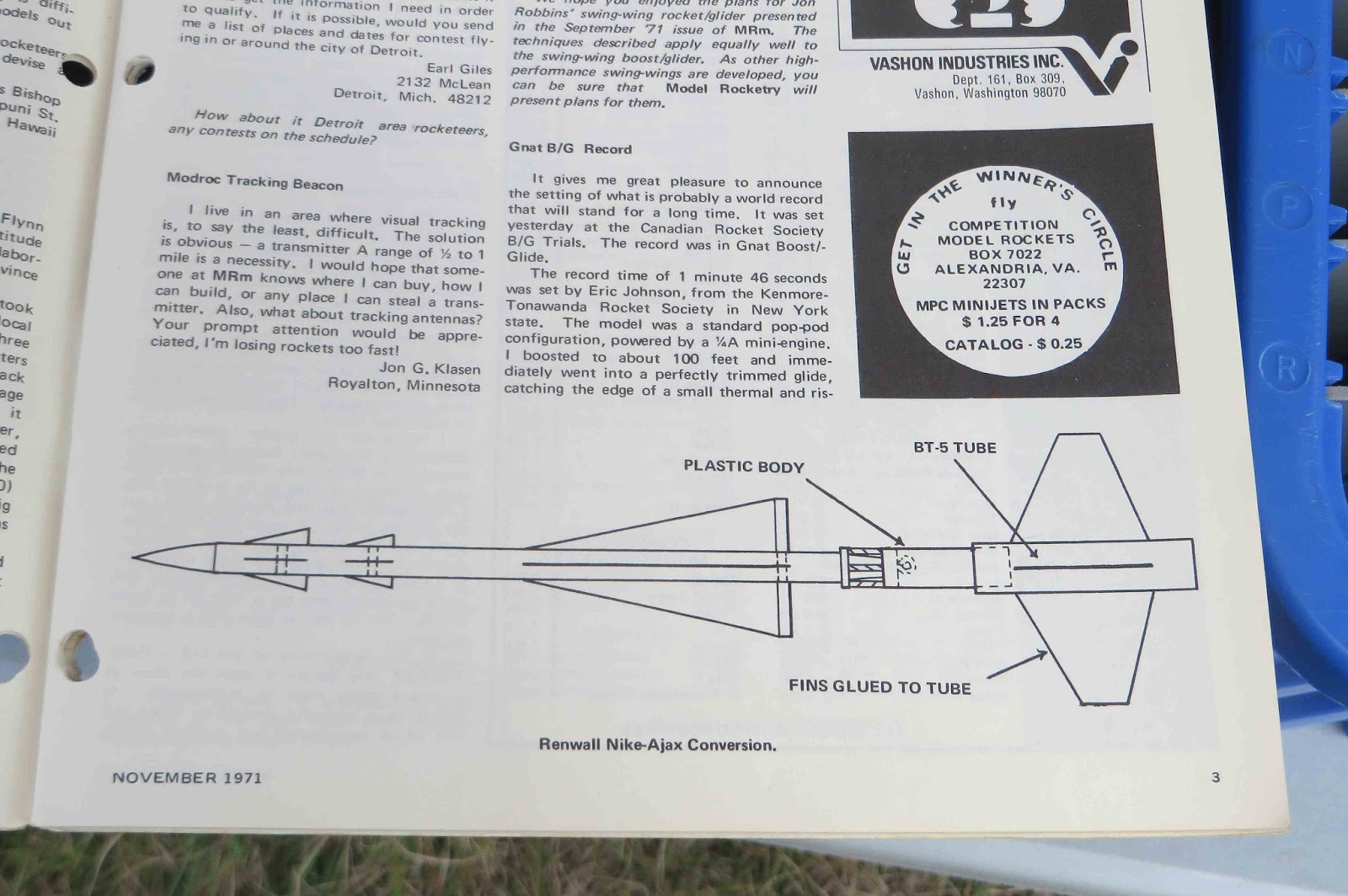 Model Rocket Building Model Rocketry Magazine Letter From 1971