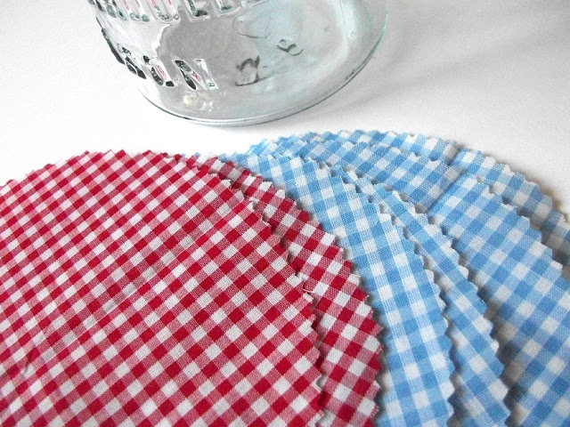 gingham jam jar covers