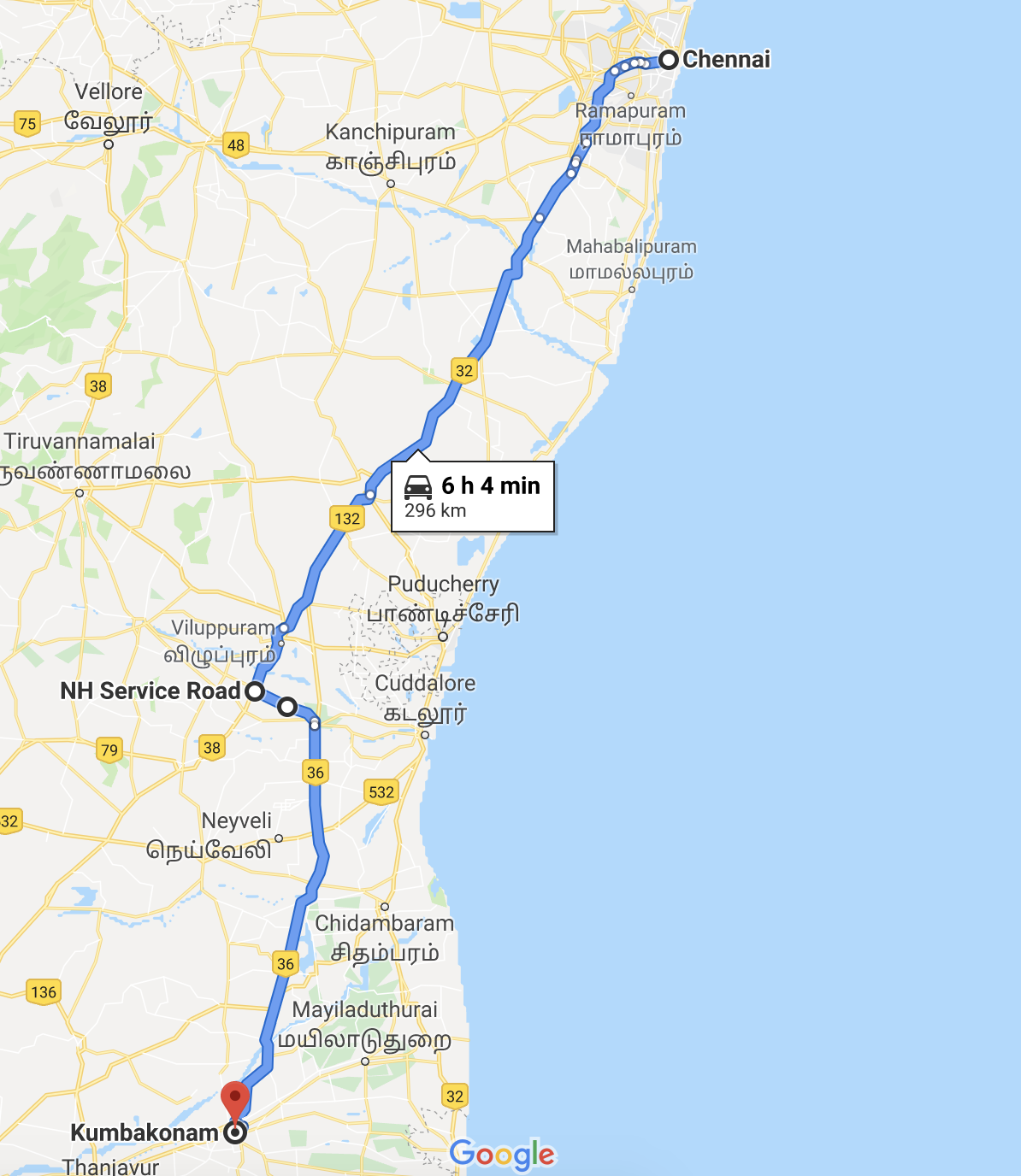 Chennai To Kumbakonam Route Map Chennai To Kumbakonam - Route Options