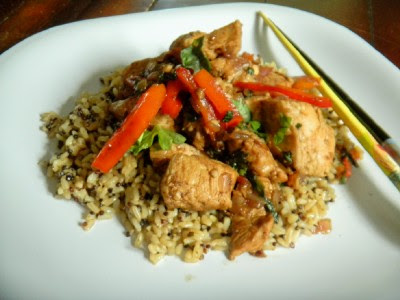thai garlic & basil chicken – optional vegetarian version included