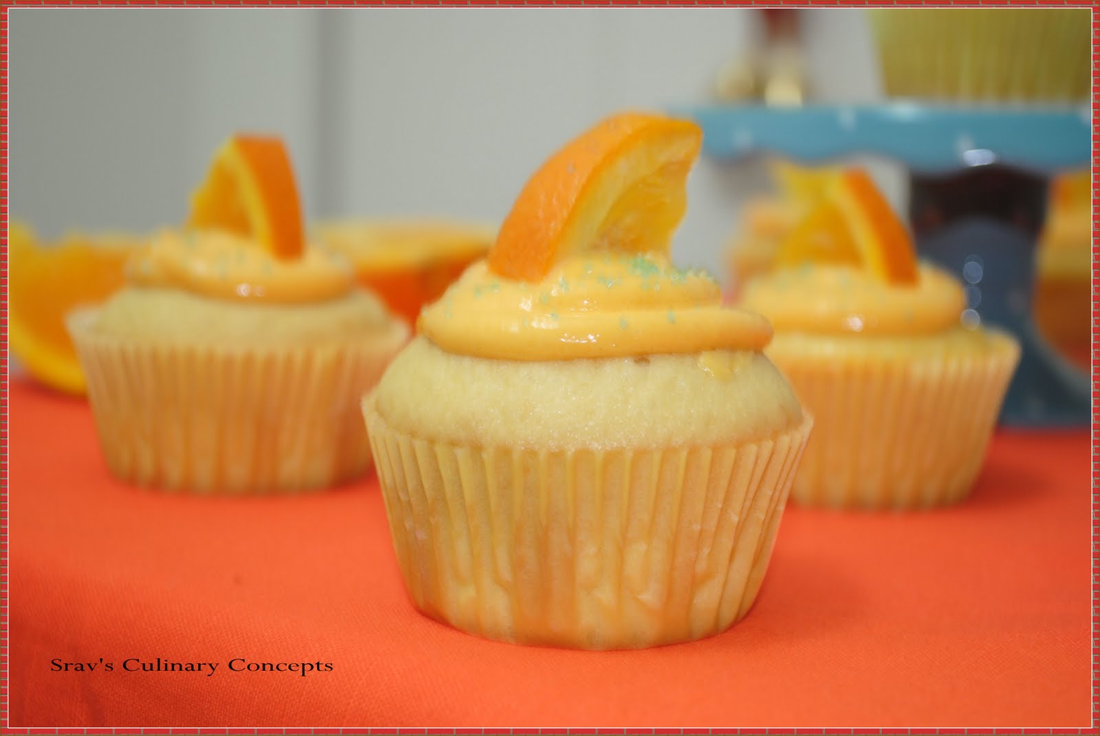 Srav's Culinary Concepts Orange cupcakes with Vanilla Cream Cheese Icing