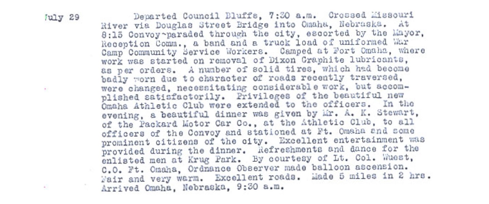 Lex July 29, 1919. 1919 Motor Transport Convoy. Council