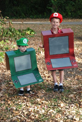 Mario Luigi DS game cardboard costumes