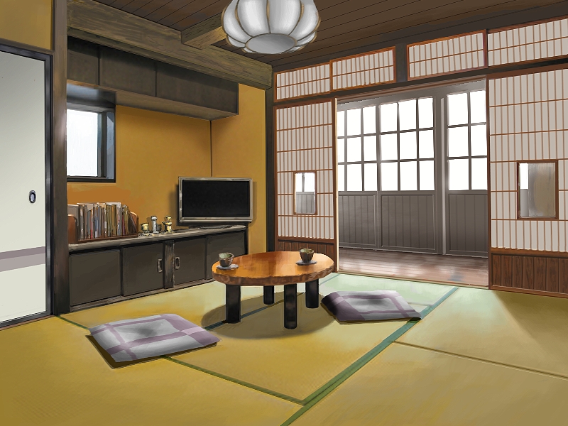 Anime Landscape: Anime Living Room for two Background