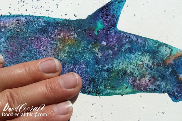 Use salt on watercolors to create crystalline patterns