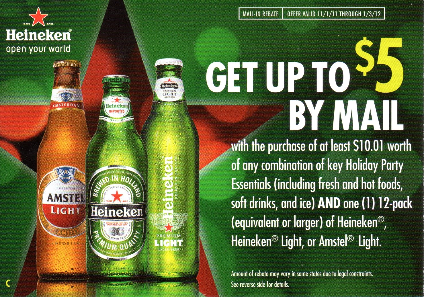 Coupon STL Heineken Beer Rebate Save 5 By Mail On Holiday Party 