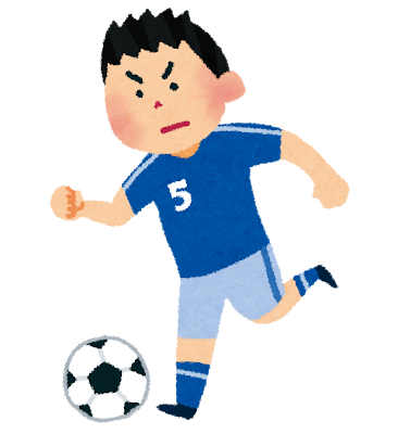 ドリブルをするサッカー選手のイラスト