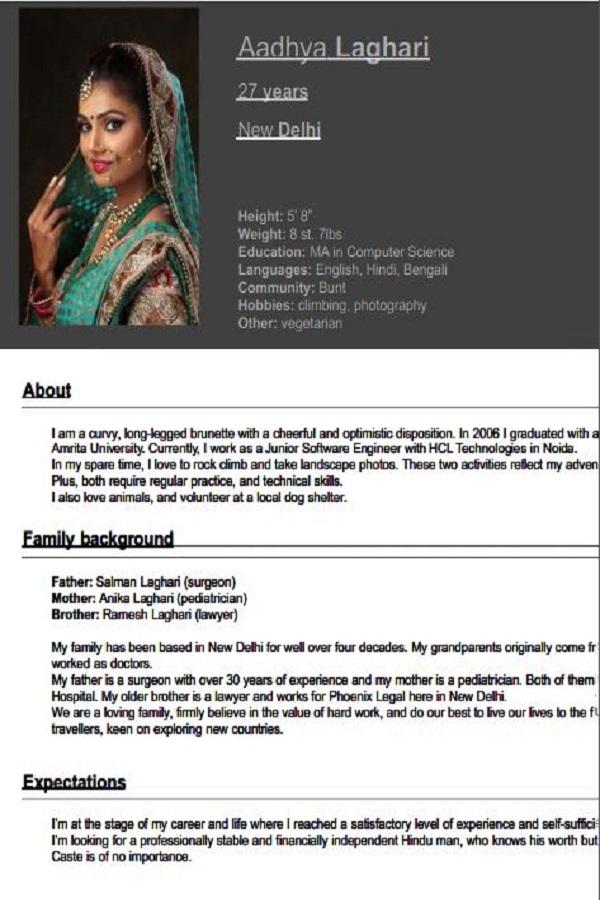 Marriage Biodata Templates
