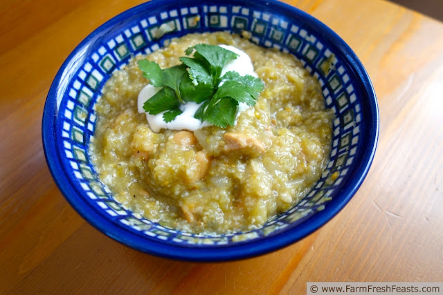 Green Tomato, Pork, and White Bean Chili in a Slow Cooker | Farm Fresh Feasts