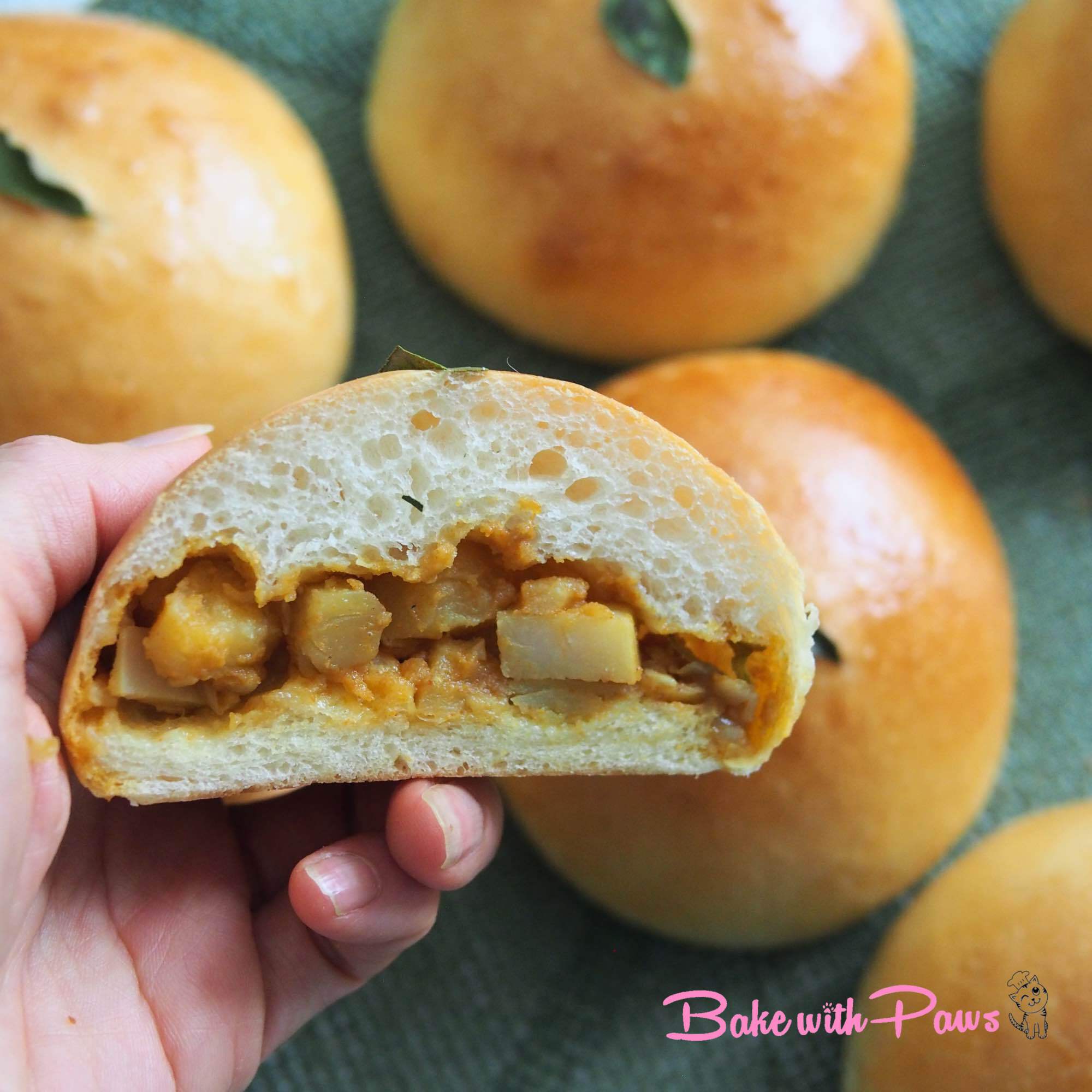 Curry Potato Sourdough Buns BAKE WITH PAWS